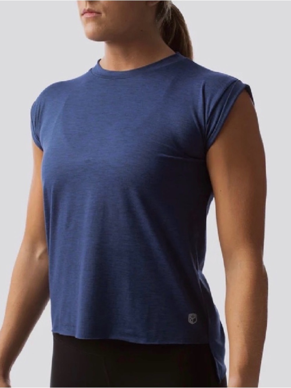 Born Primitive Captivate Muscle Tee Shirt Size Small Heather Navy Blue Stretch